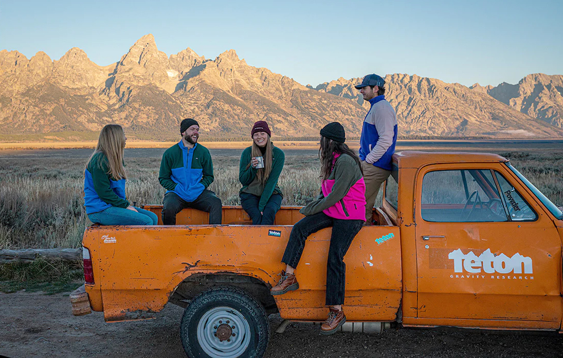 Teton Gravity Research truck with the Tetons